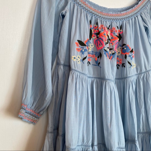 Free People Blue Embroidered Mini Dress, S - Picture 8 of 8